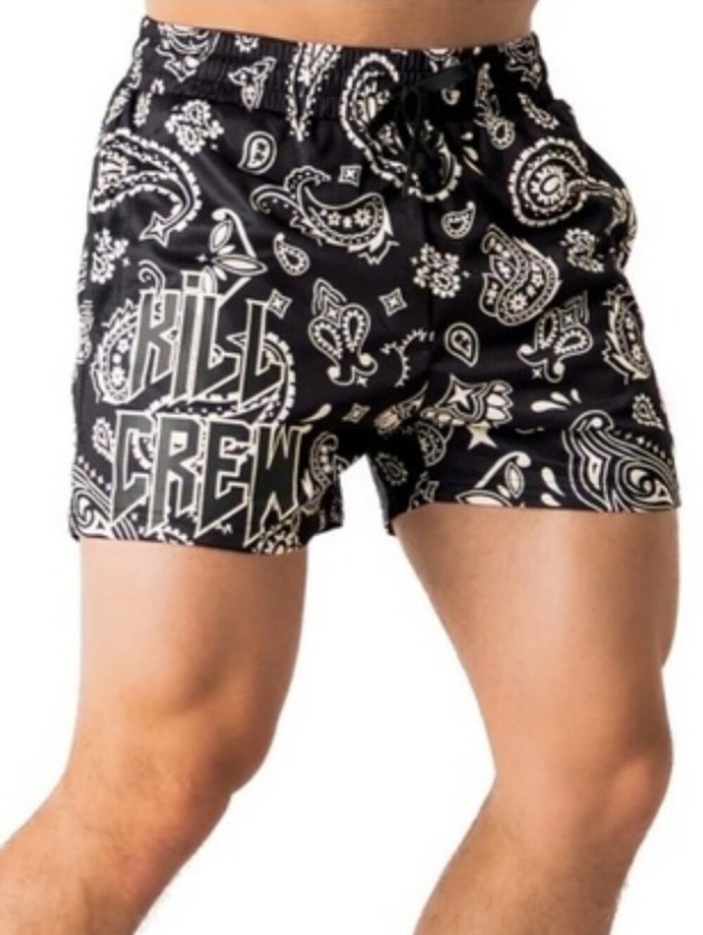 NWT Kill Crew Muay Thai Silky Boxer Practice Shorts Paisley Unisex Small Black